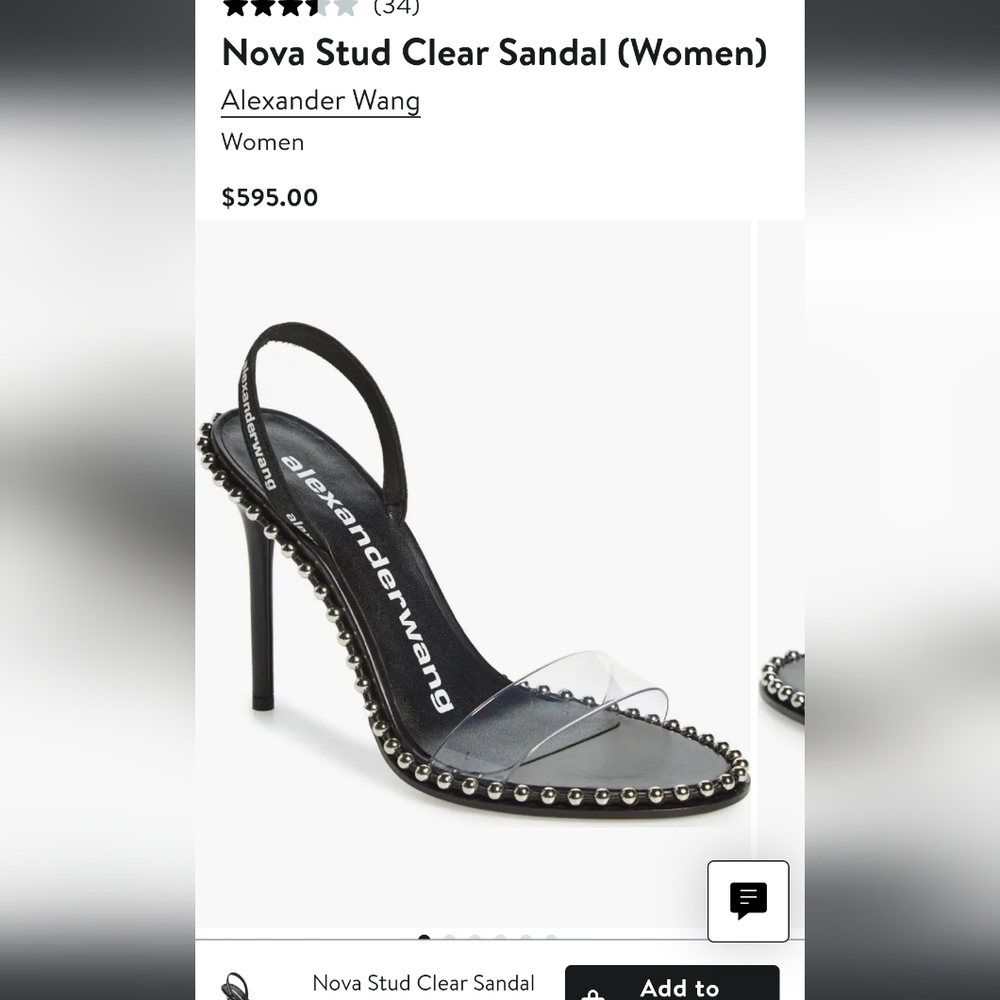 Alexander Wang Black Nova Stud Clear Sandal